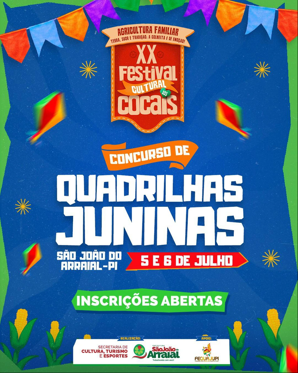 Inscrições para concurso de quadrilhas em São João do Arraial começam dia 11 de junho